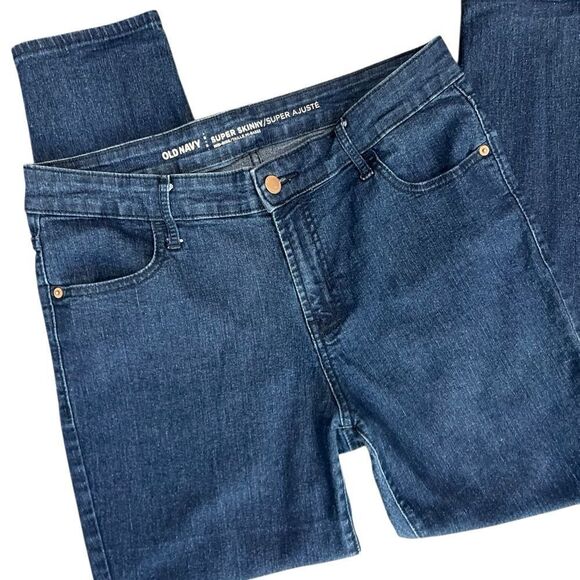 Old Navy mid-rise super skinny Dark Blue Denim Jeans Size 12 Short - Picture 5 of 14